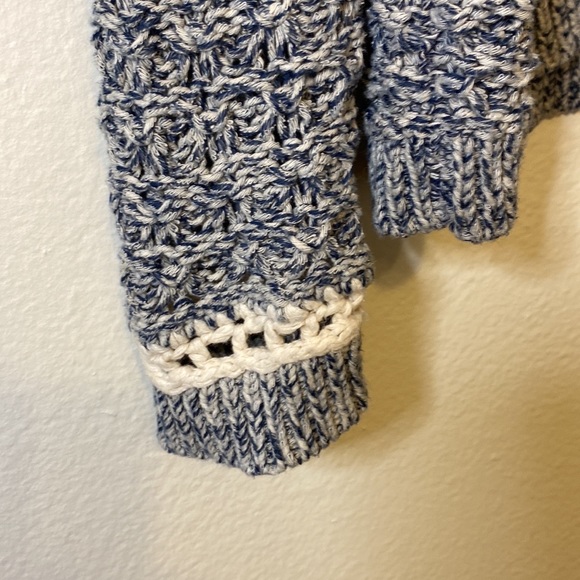 Moth Anthropologie open stitch blue marbled crew neck sweater with sid… - Picture 3 of 9